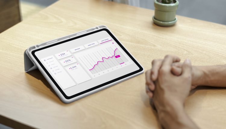 Financial graph of the stock market on a tablet